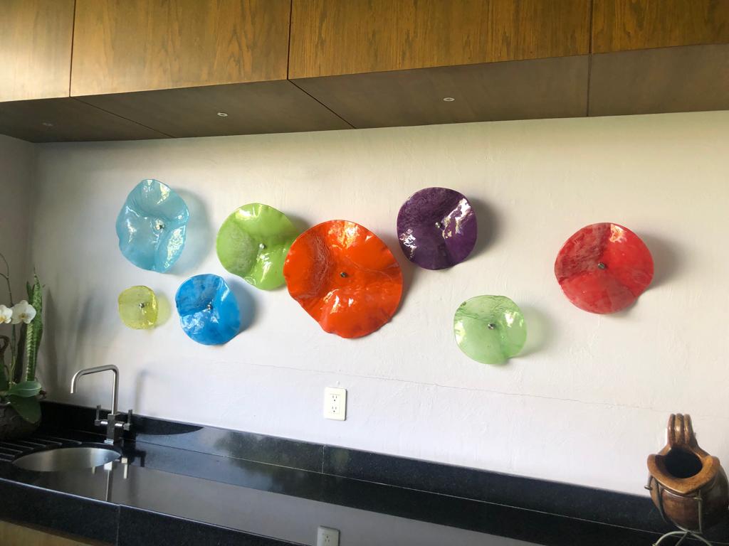 juego de 8 pzas de euglenas de vidrio fusionado