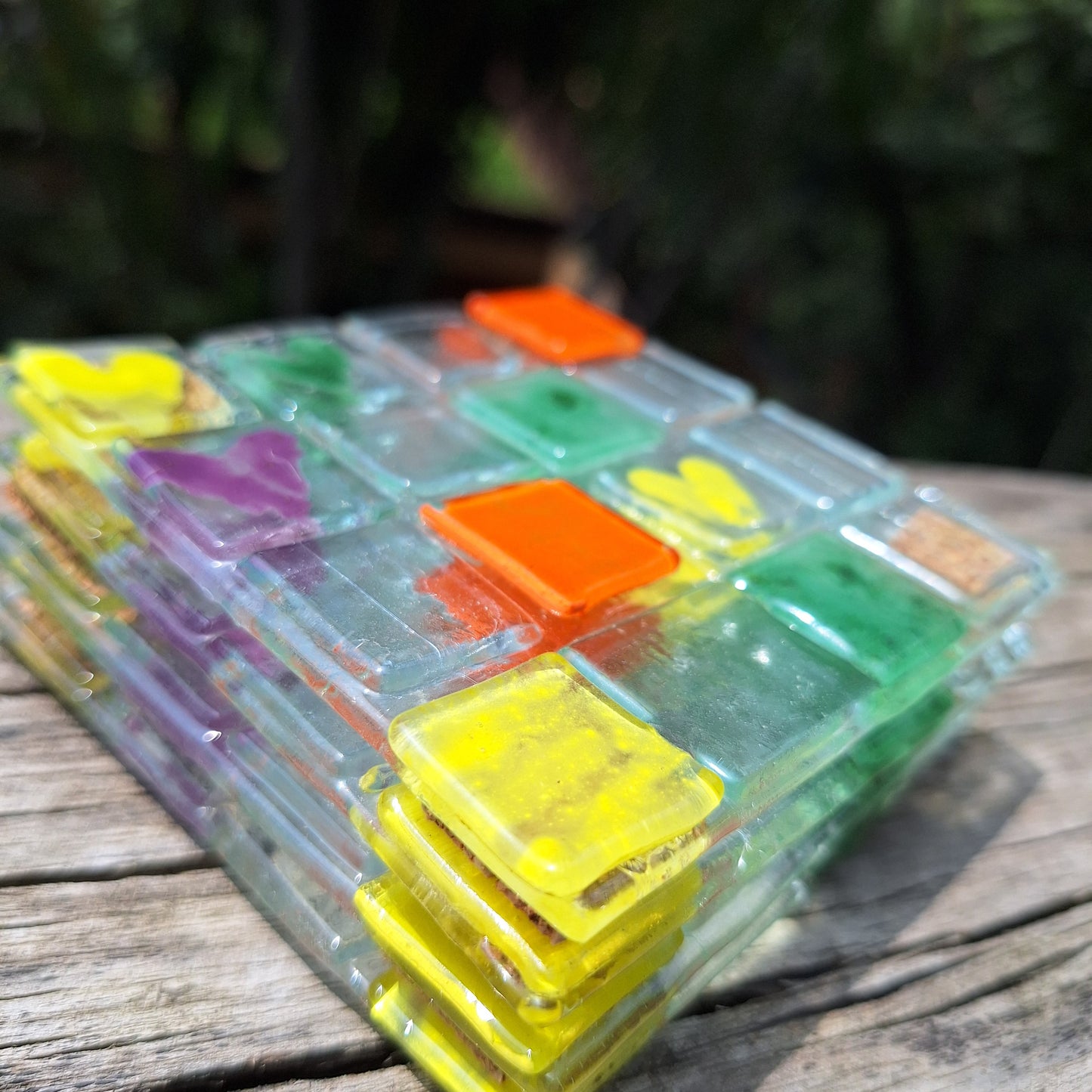 Portavasos de cuadros de colores
