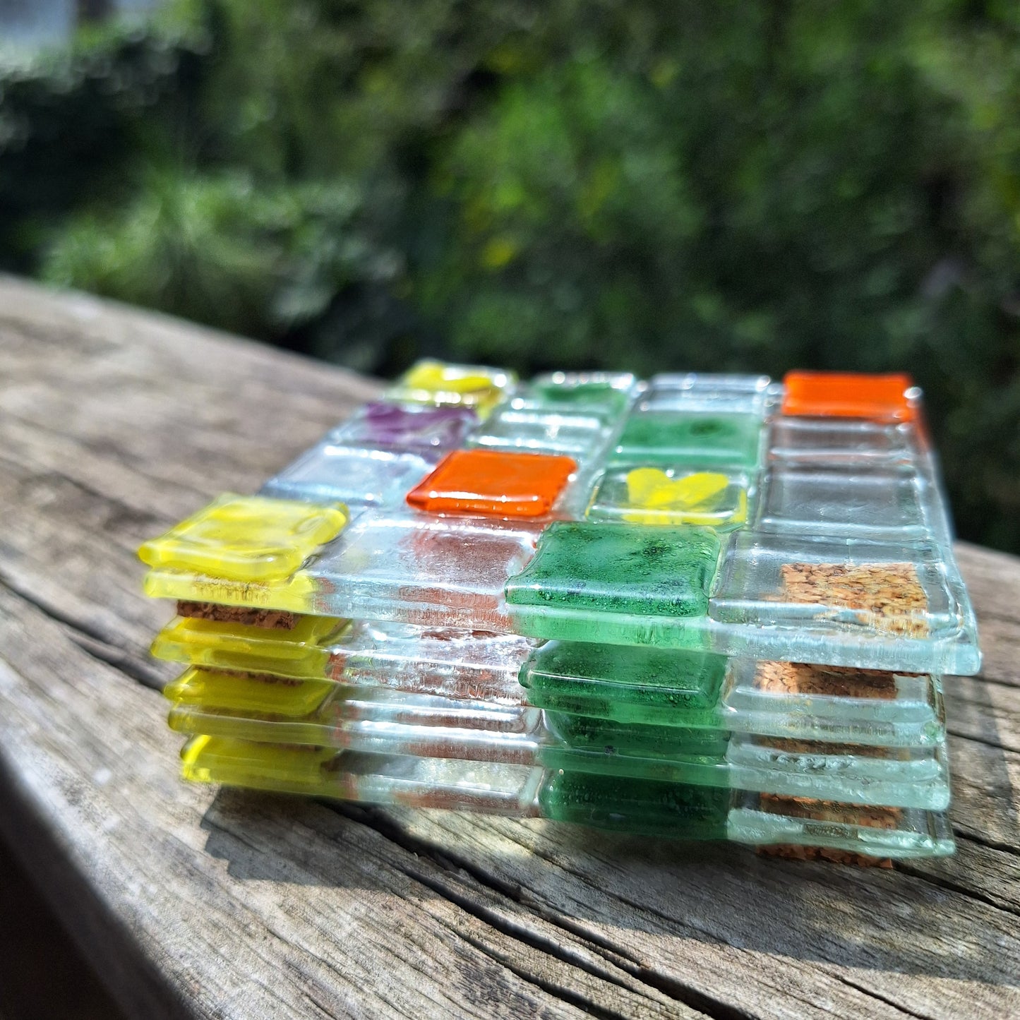 Portavasos de cuadros de colores