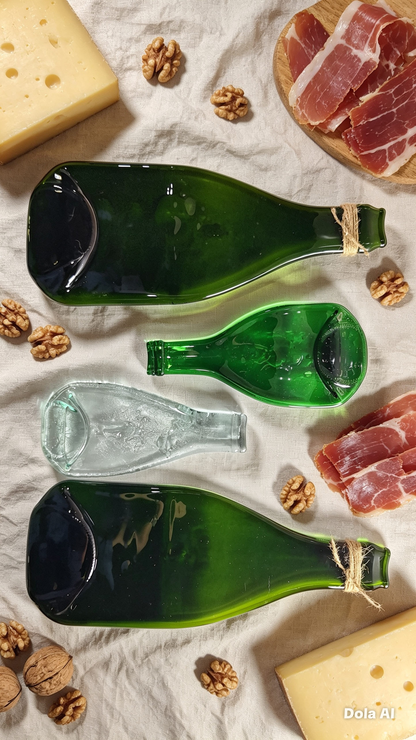 4 platos de botellas