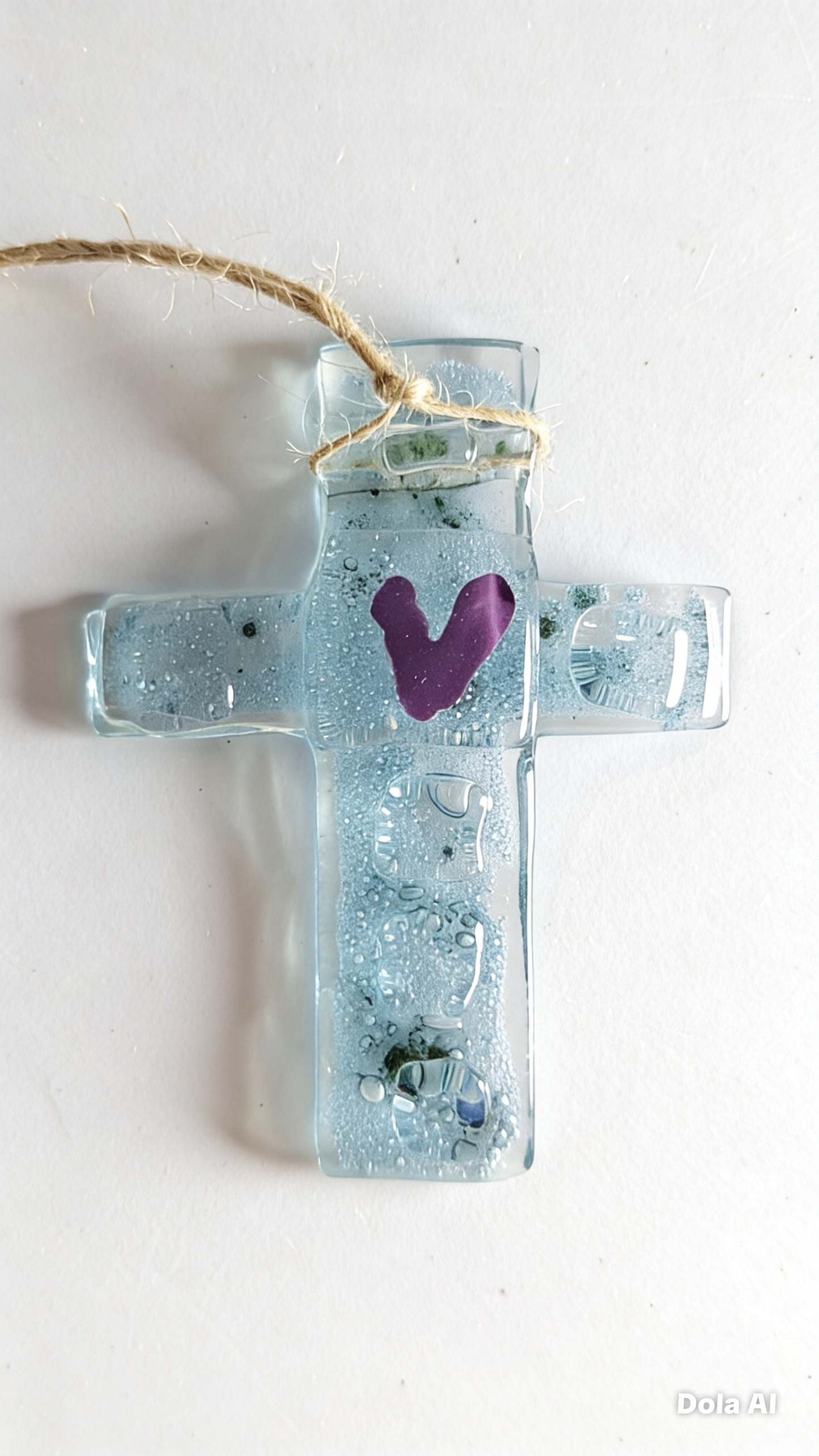 Cruz corazon lila