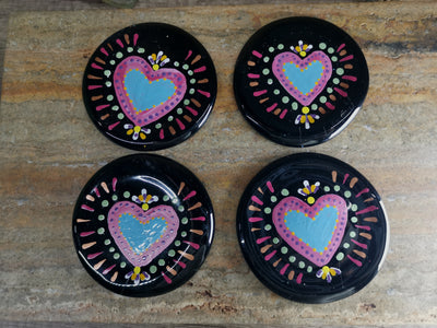 Kit de 4 portavasos corazón