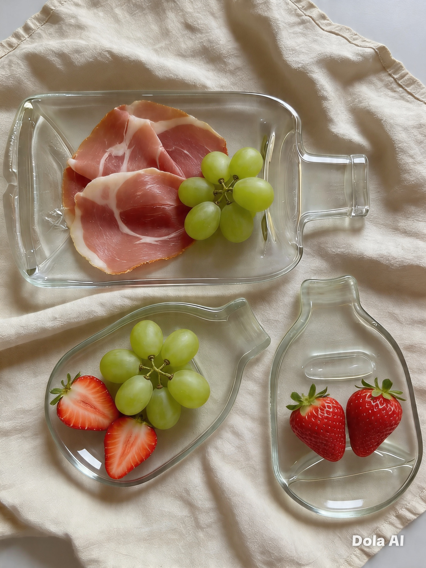 Plato de botellas de vidrio