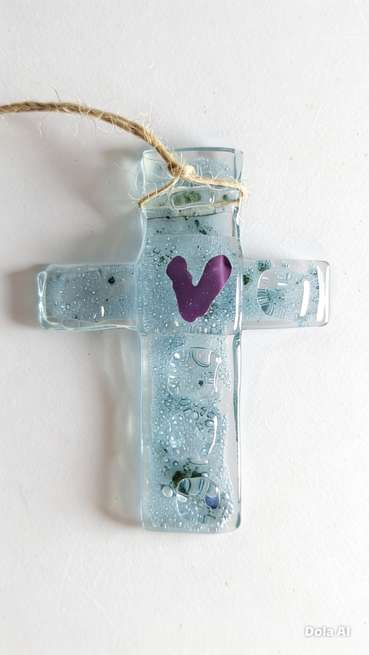 Cruz corazon lila