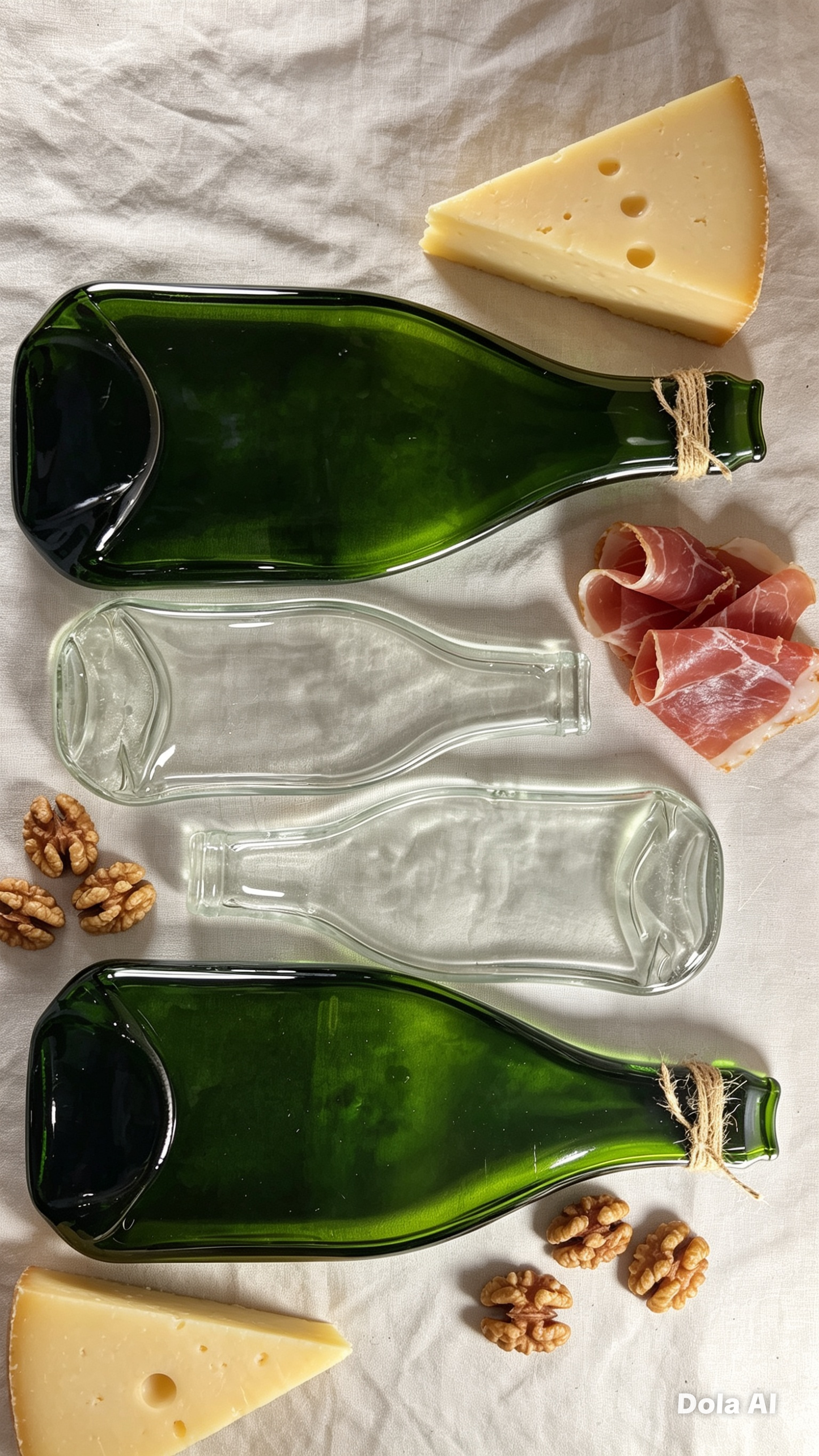 4 platos de botellas