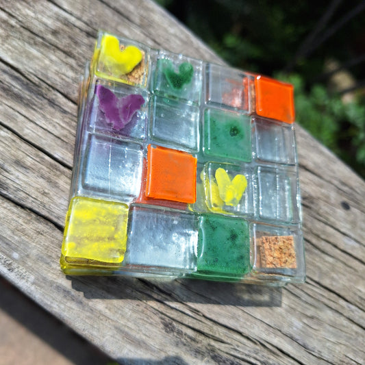Portavasos de cuadros de colores